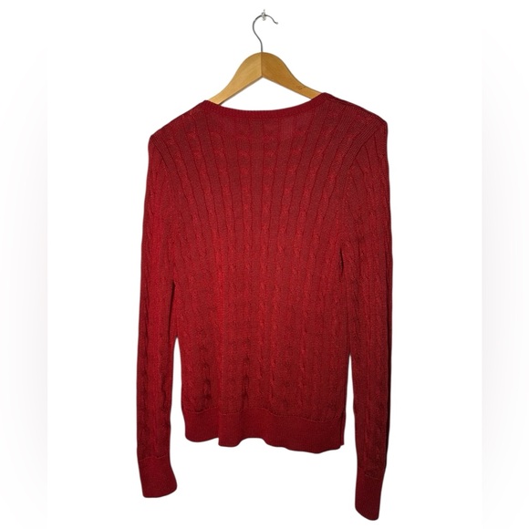 Ralph Lauren Womens Cableknit Fisherman Red Sweater Christmas Size Medium - Picture 5 of 5